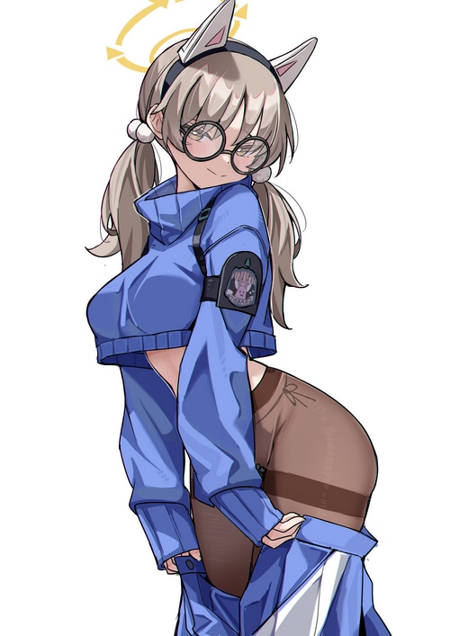Anime girl with cat ears and glasses