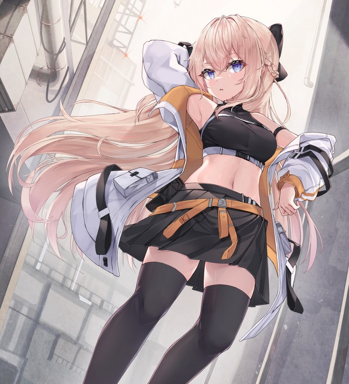 Anime girl with blonde hair and blue eyes