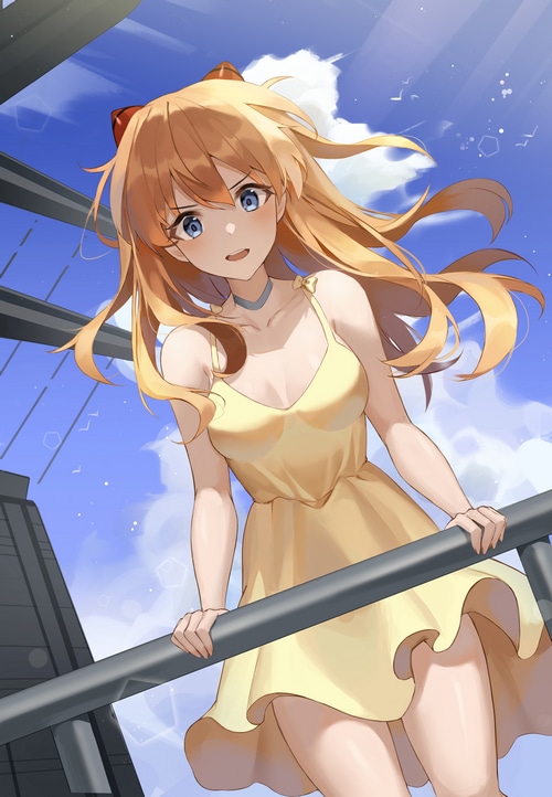 Asuka Langley Soryu in a yellow dress