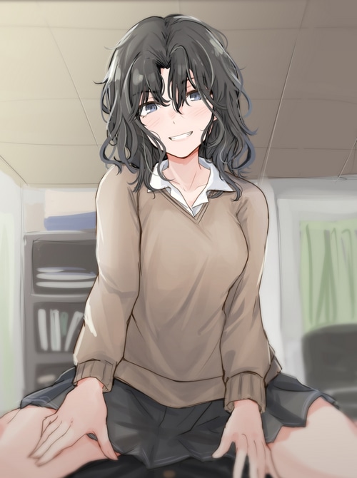 Tanamachi Kaoru sitting on someone's lap