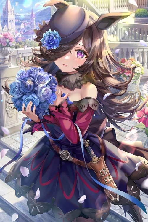 Rice Shower with Blue Roses