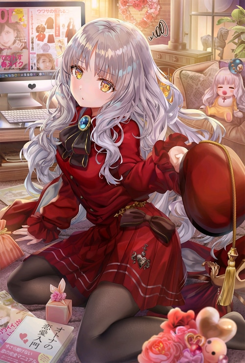 Torino Akua in a red dress with yellow eyes