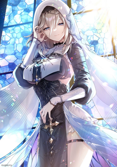 Aponia from Honkai Impact 3rd in a nun outfit