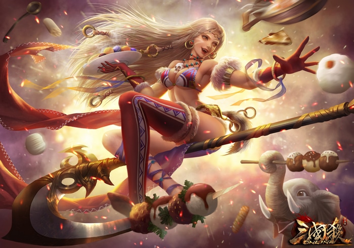 4K Three Kingdoms Woman with Elephant and Food