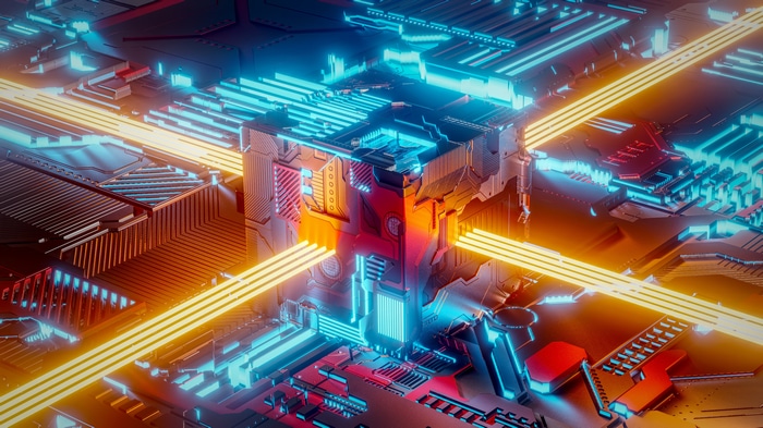 Abstract neon cube technology 4K