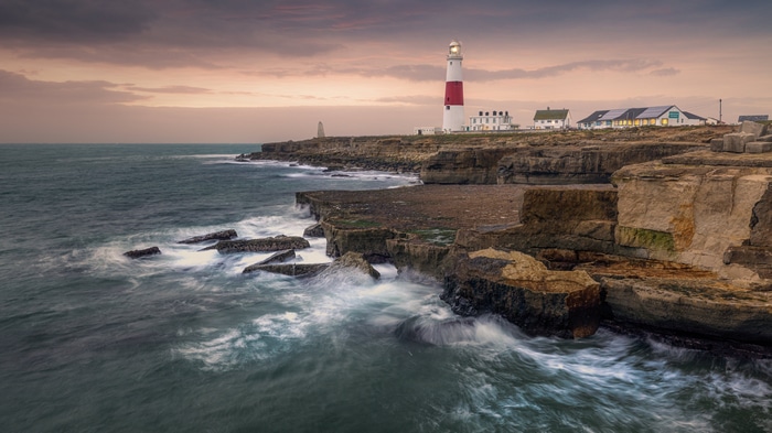 Portland Bill Lighthouse on the coast of England