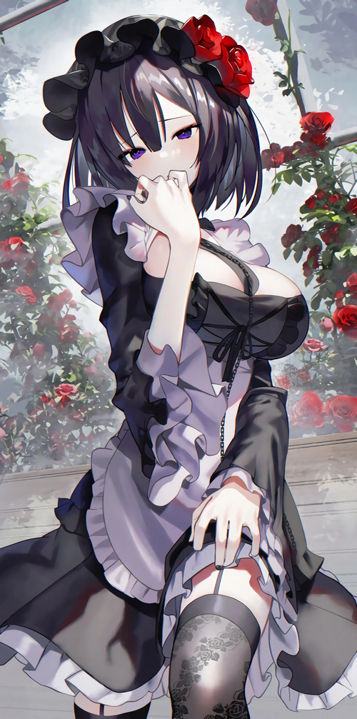 Kitagawa Marin in Gothic Maid Outfit with Roses