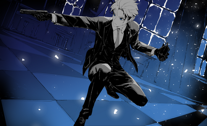 Loid Forger from Spy x Family with guns
