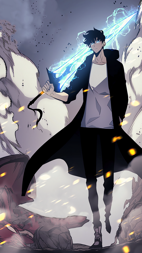Sung Jin Woo with a glowing sword