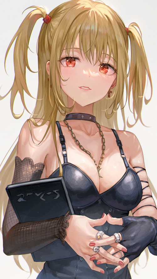 Misa Amane from Death Note holding a book