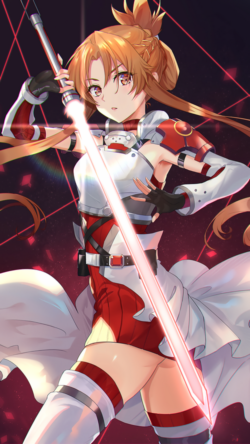 Asuna Yuuki from Sword Art Online with a glowing sword