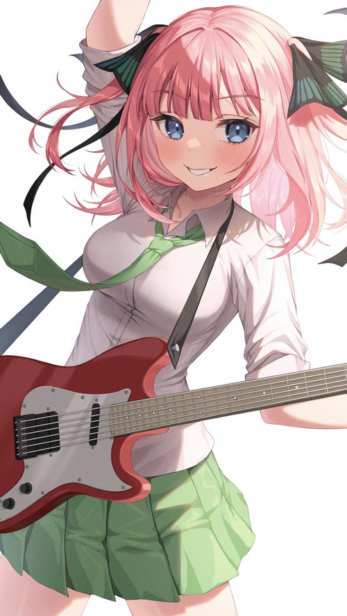 Nakano Nino from 5-toubun no Hanayome playing guitar