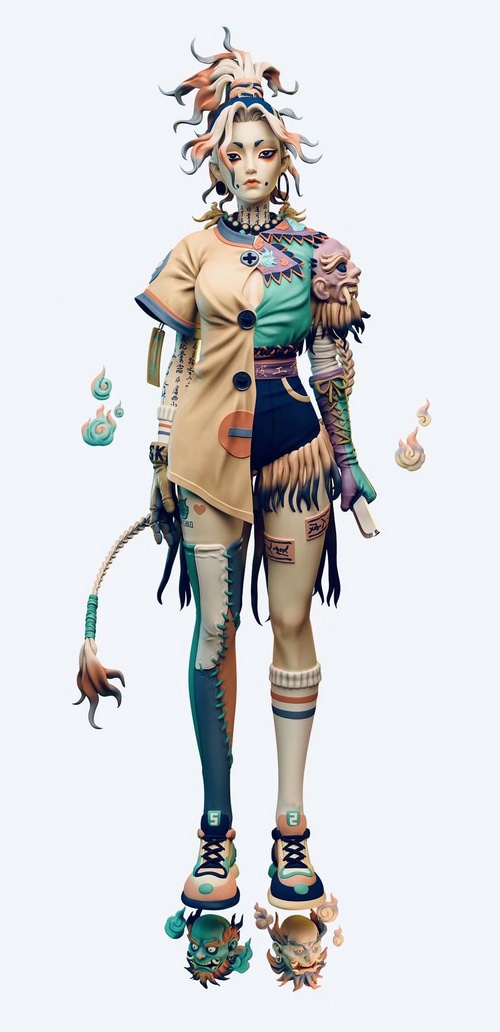 ArtStation character with Japanese folklore elements