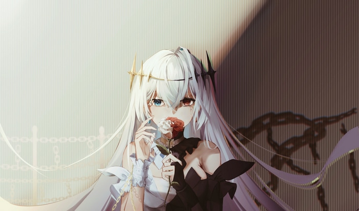 Azur Lane Emden fan art with a rose