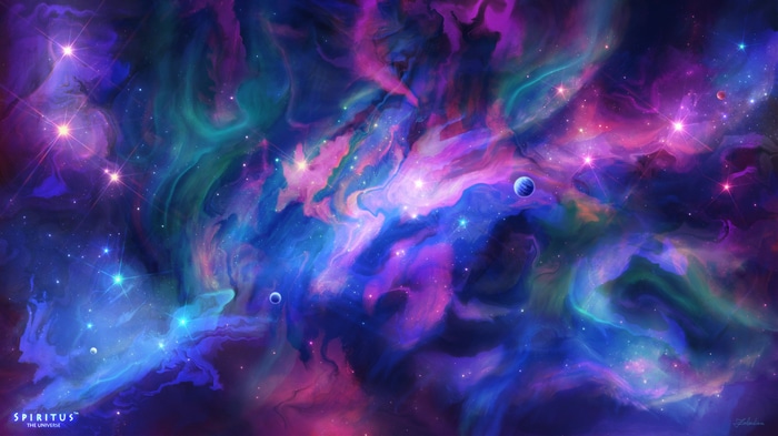 Galaxy with stars and planets