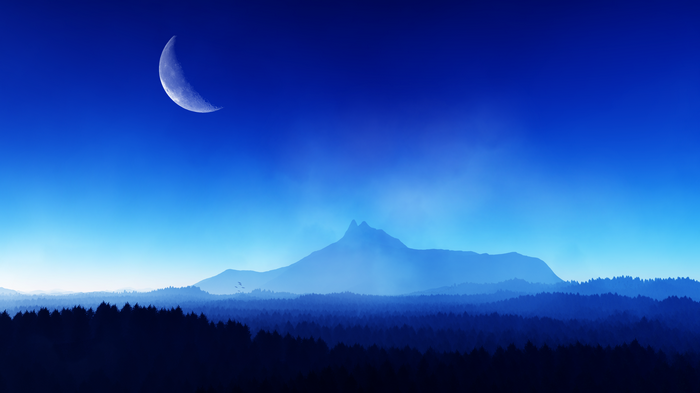 4K Moonlit Mountain Landscape with Forest