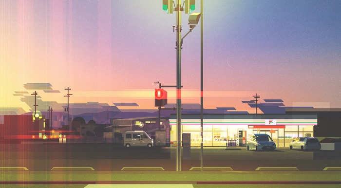 7-Eleven Store at Sunset by James Gilleard