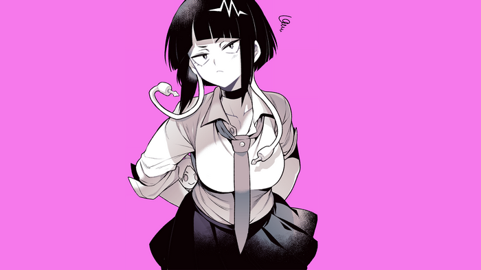 Jirou Kyouka from Boku no Hero Academia on pink background