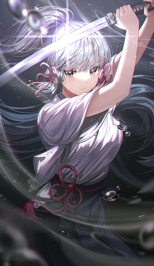 Kamisato Ayaka holding a sword