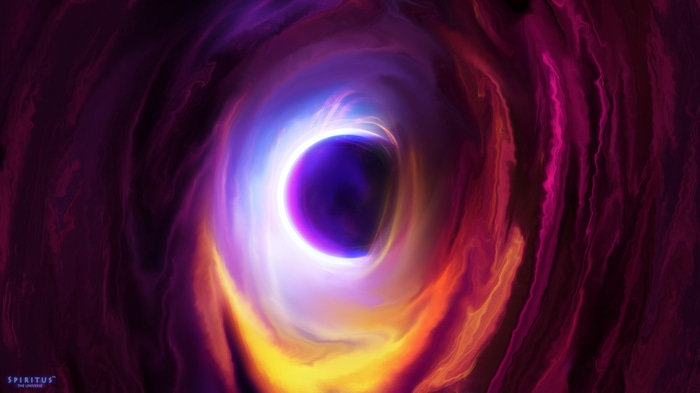 Abstract digital art of a black hole in space