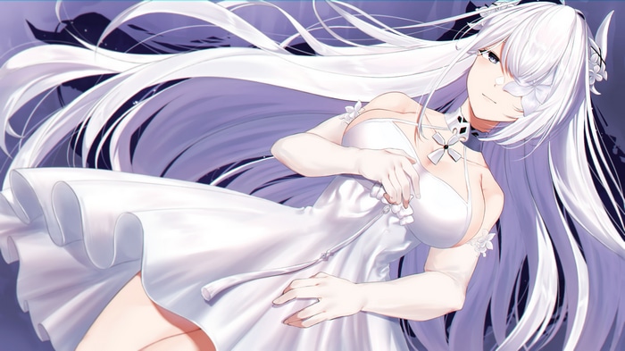 Azur Lane Emden fan art with white hair