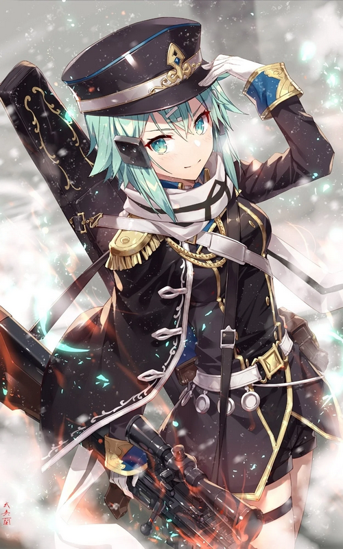 Asada Shino with a sniper rifle