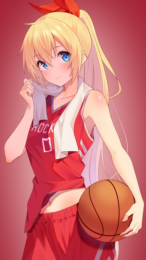 Chitoge Kirisaki holding a basketball