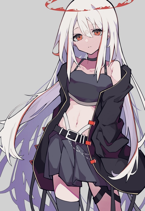 Anime girl with white hair and red eyes