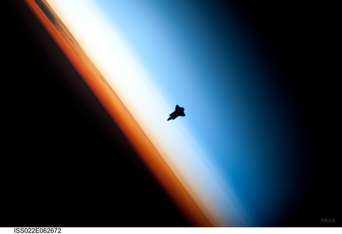 Space Shuttle Orbital View with Earth's Atmosphere