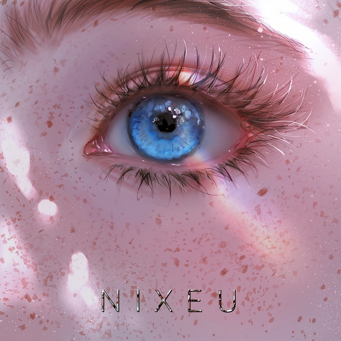 Nixeu's blue eye with freckles and light effects