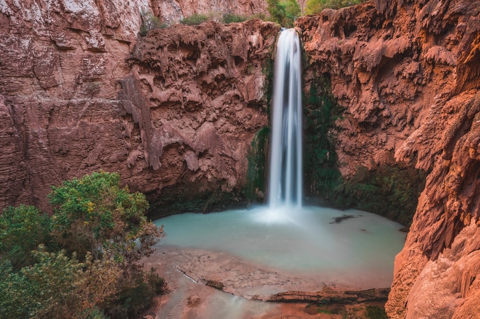 Havasupai Falls waterfall in a rocky canyon