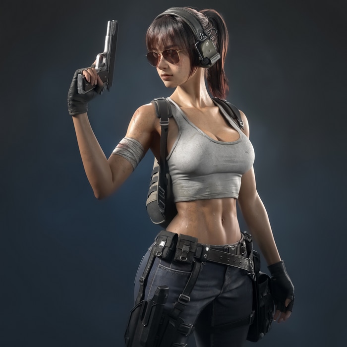 Woman with pistol and tactical gear