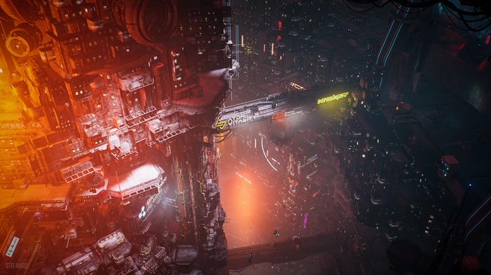 4K Futuristic Cyberpunk Cityscape from The Ascent