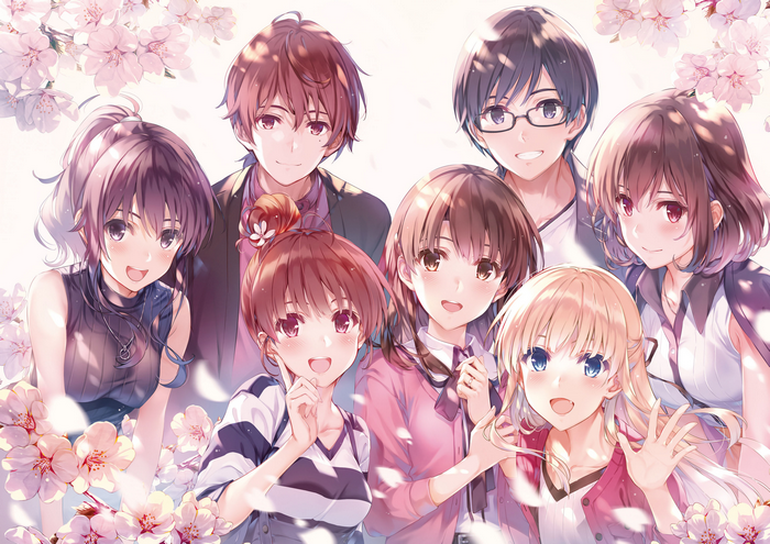 Saenai Heroine no Sodatekata Characters with Cherry Blossoms