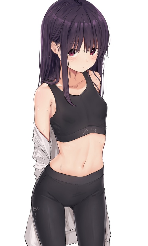Anime girl in sports bra and leggings
