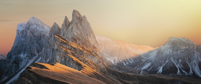 Sunrise over the Dolomites in South Tyrol, Italy