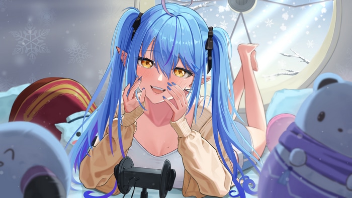 4K Hololive Blue Hair Elf Girl