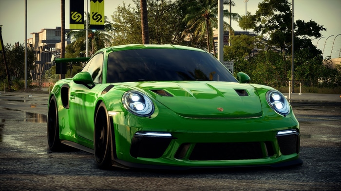 Green Porsche 911 GT3 RS in Need for Speed: Heat 4K