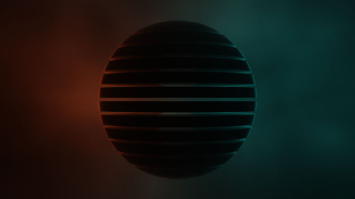 Abstract sphere with orange and teal lighting