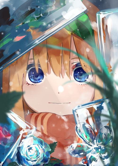 Anime girl with blue eyes and orange hair