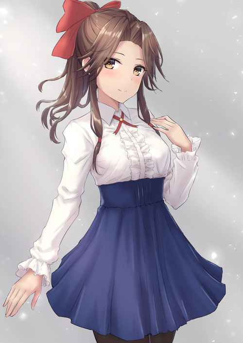 Jintsuu from Kantai Collection with a red bow