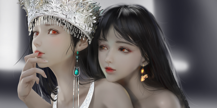 Artwork of two women by Ydiya Kai