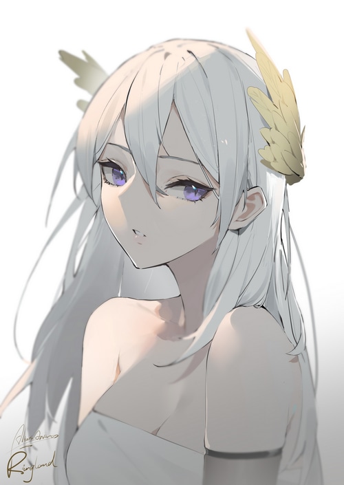 Anime girl with purple eyes and white hair