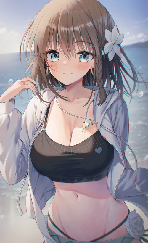 Charlotte Corday in a bikini on the beach
