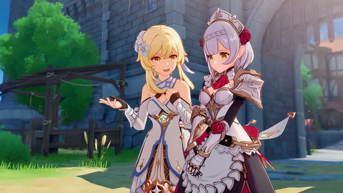 Lumine and Noelle from Genshin Impact