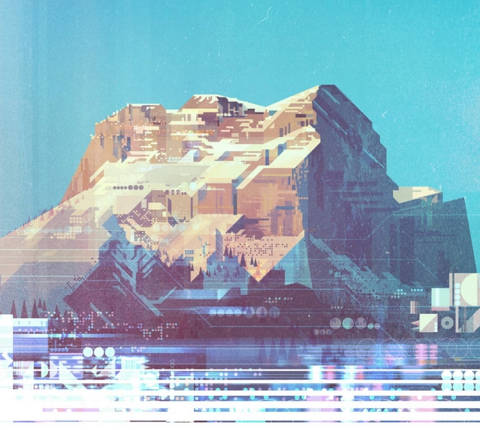 Concept art of mountains by James Gilleard