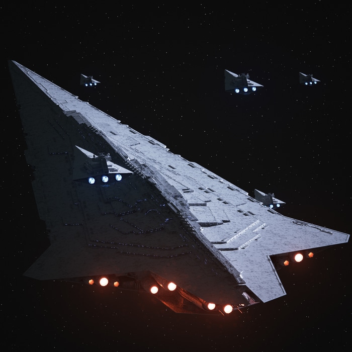 Star Wars Super Star Destroyer fleet in space