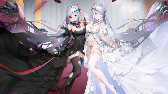 Azur Lane Emden fan art with twins