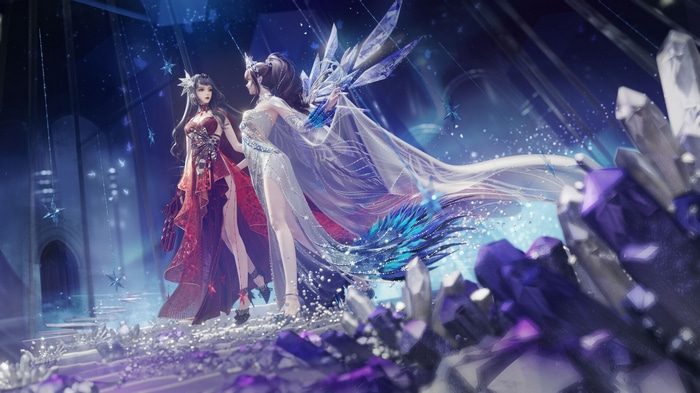 Lu Jieyun and another woman in fantasy dresses