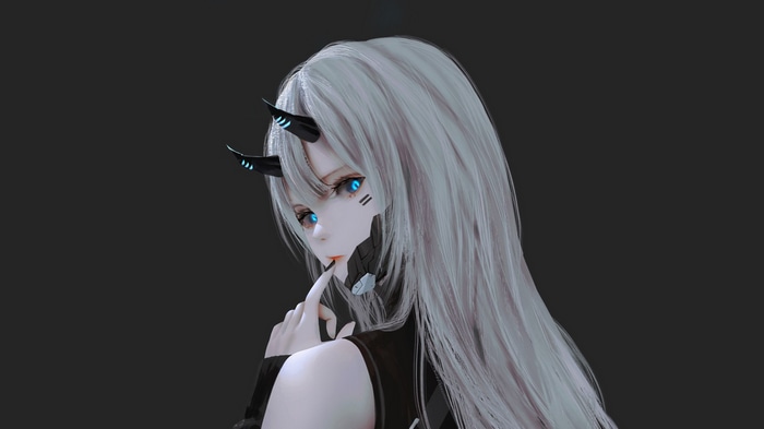 Anime girl with white hair and blue eyes